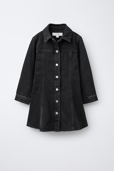 FUSTAN DENIM ME PRERJE - E zezë nga Zara
