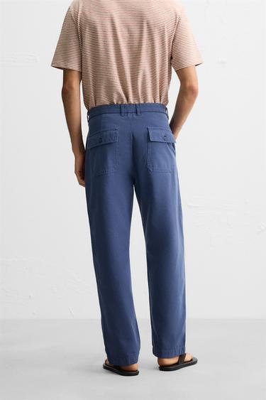 STRAIGHT-LEG CANVAS TROUSERS - Blue by Zara - Image 2