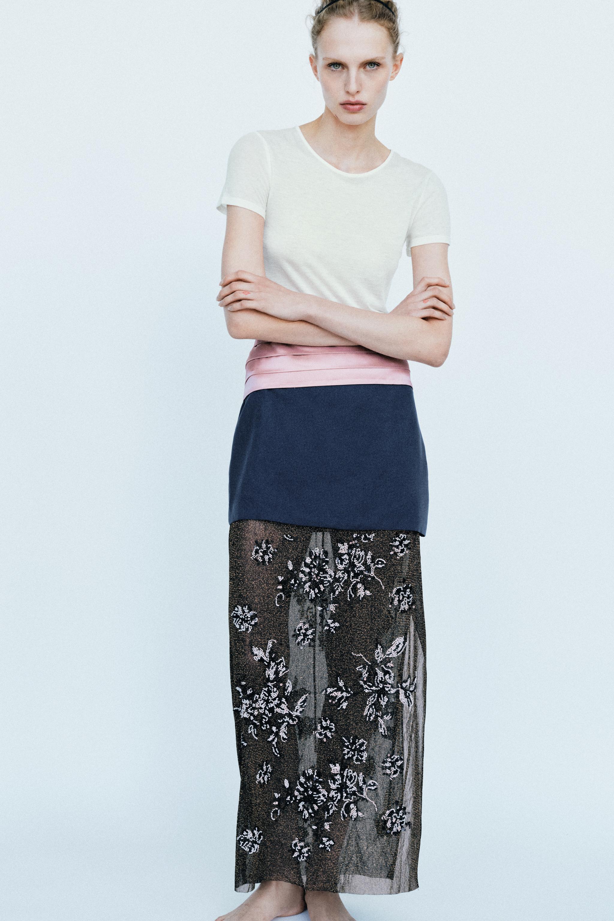 BEADED COMBINATION SKIRT