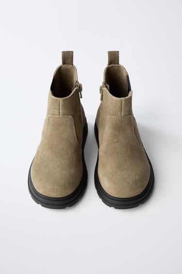 SPLIT SUEDE LEATHER BOOTS - Mink Grey by Zara - Image 3