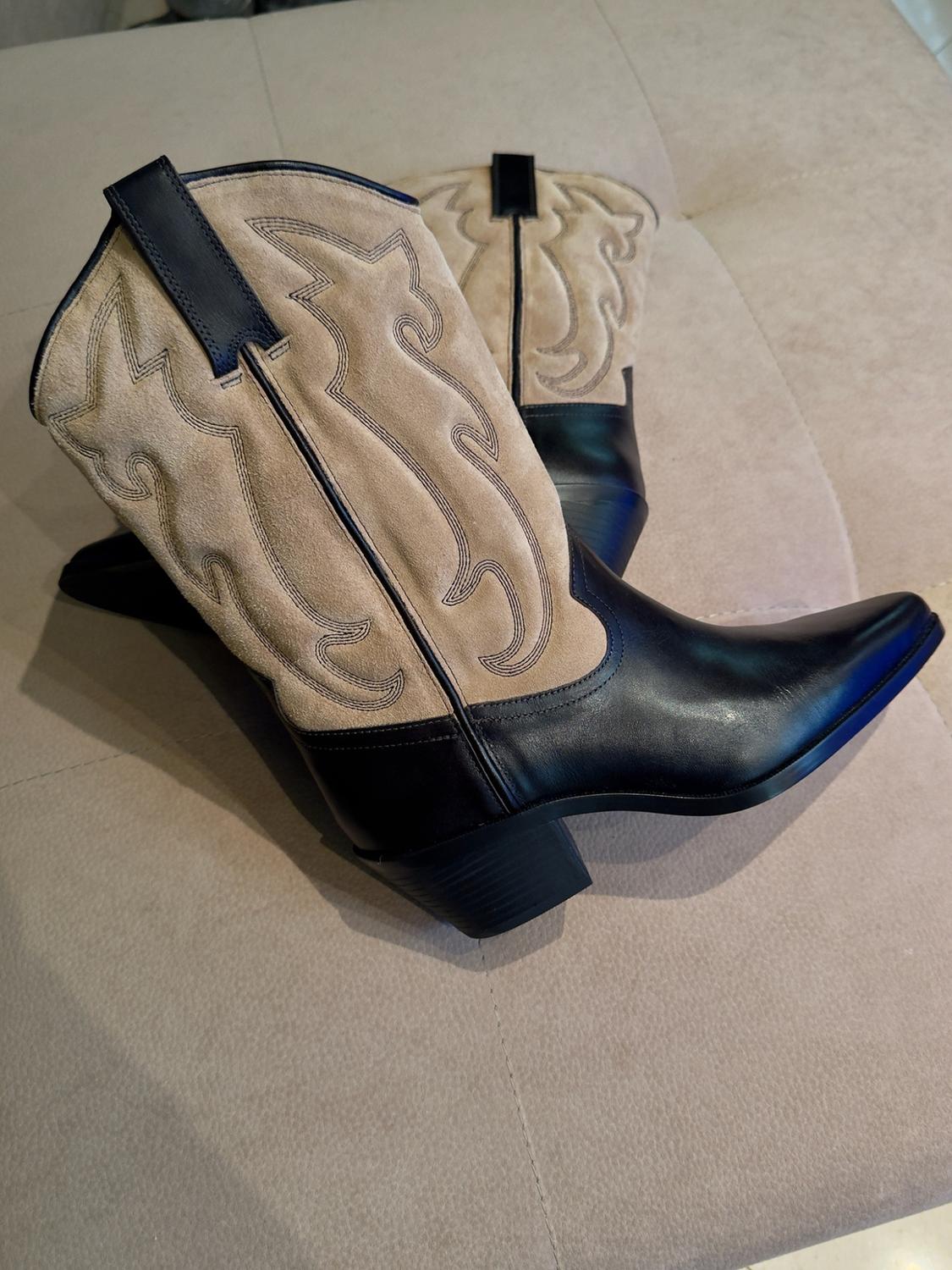COMBINED LEATHER EMBROIDERED BOOTS - Image 6