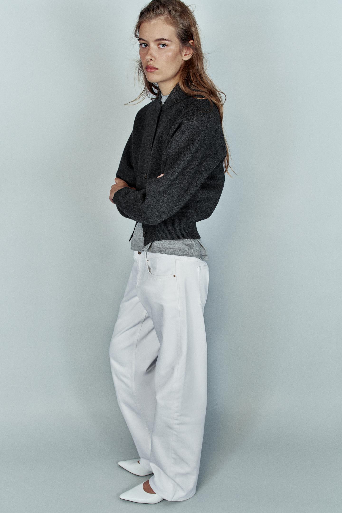 Женская куртка Zara Knit Bomber, цвет: Антрацитовый серый — фото 4