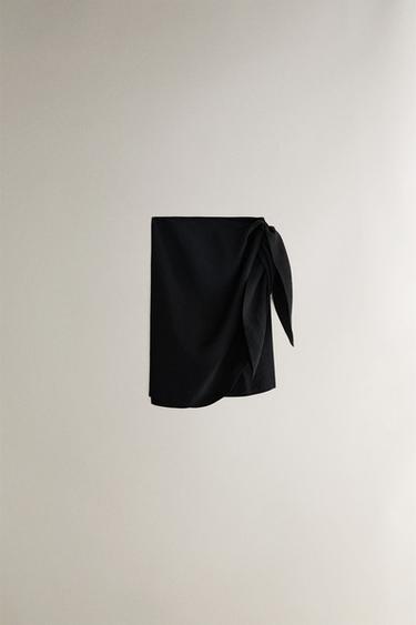 PARÉO DE PLAGE COURT LIN NŒUD - Noir de Zara - Image 0