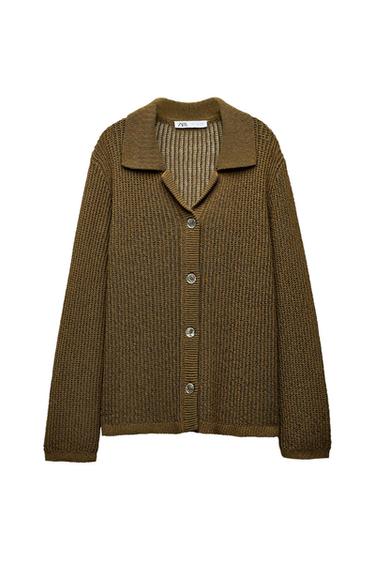 OVERSIZED KNIT POLO CARDIGAN