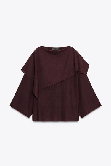 PLAIN KNIT LAYERED TOP - Aubergine by Zara - Image 4