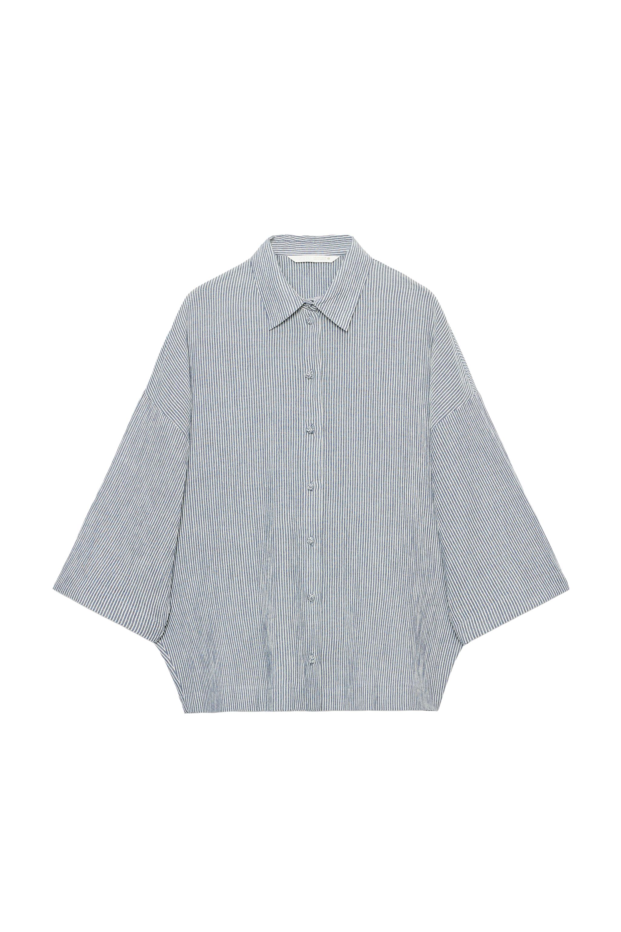 SHORT SLEEVE SHIRT ZW COLLECTION - Navy blue | ZARA United States