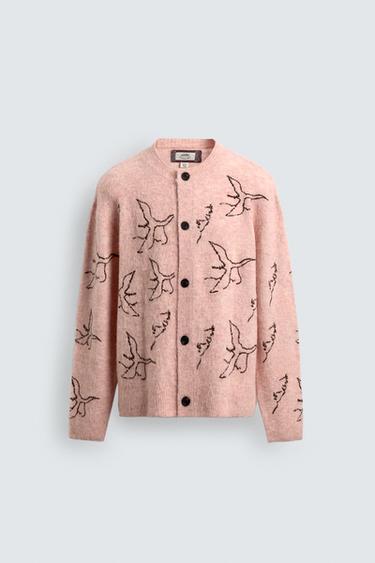 CÁRDIGAN BORDADOS PÁJAROS SAMUEL DE SABOIA X ZARA - Rosa / Blanco de Zara
