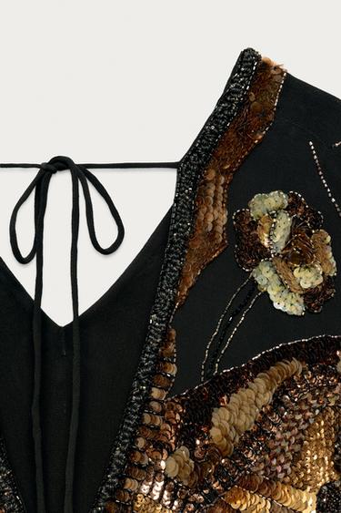 ROBE BRODERIES PAILLETTES MARISA BERENSON X ZARA - Noir de Zara - Image 3