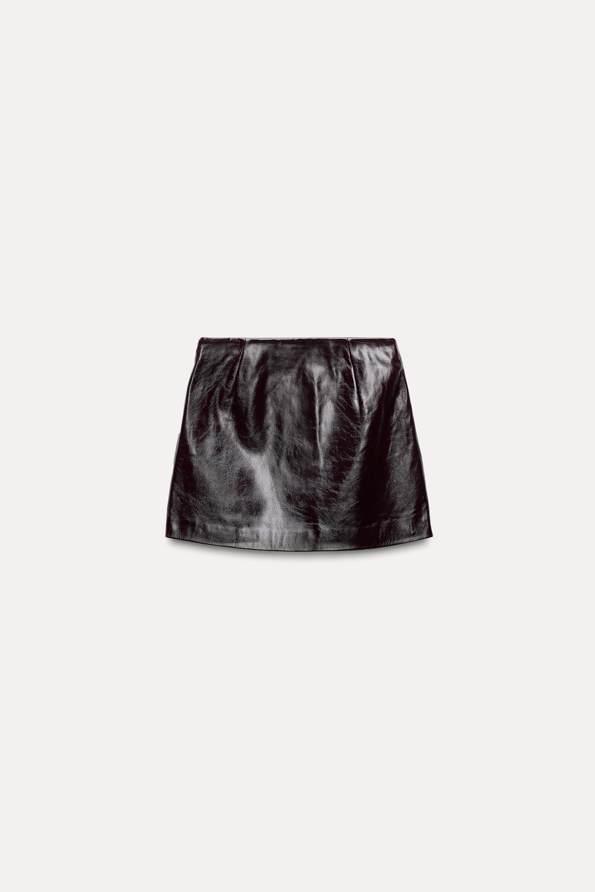 Black leather skirt zara best sale