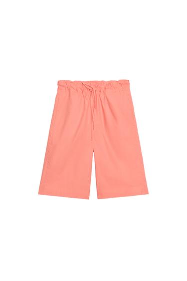 ZW COLLECTION PAJAMA-STYLE BERMUDA SHORTS - Peach by Zara