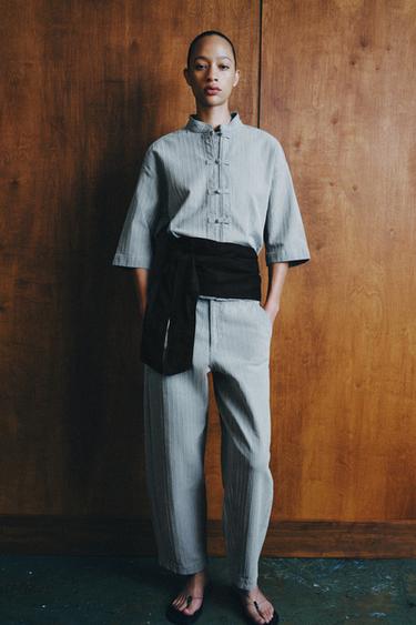 ZW COLLECTION DENIMJAKKE MED LUKNING - lys blå fra Zara