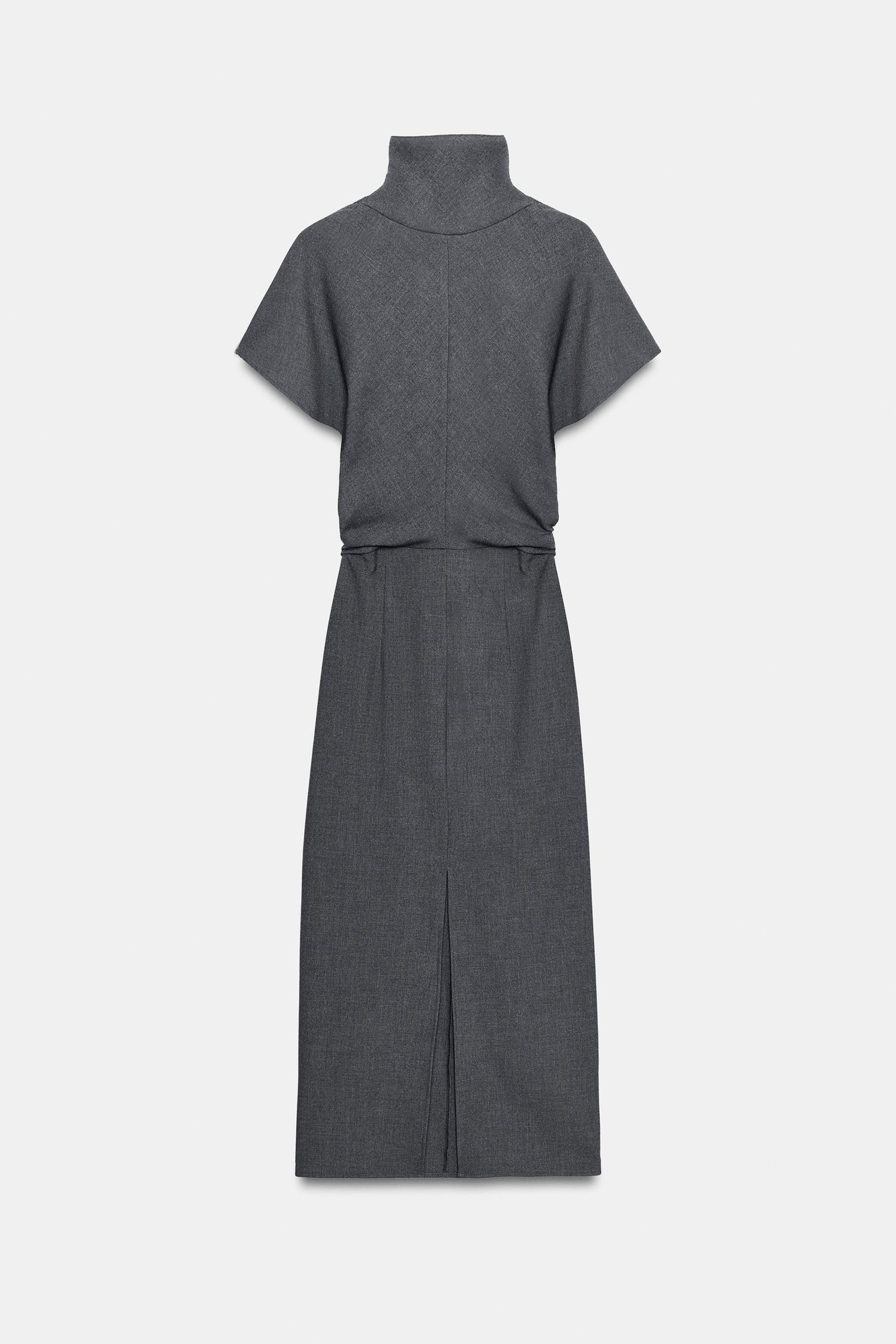 Женское платье Zara High-Neck Maxi, цвет: Серый — фото 10