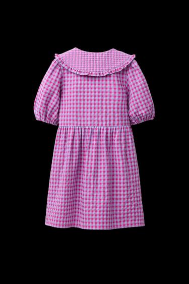 Zara GINGHAM PRINT DRESS - Raspberry