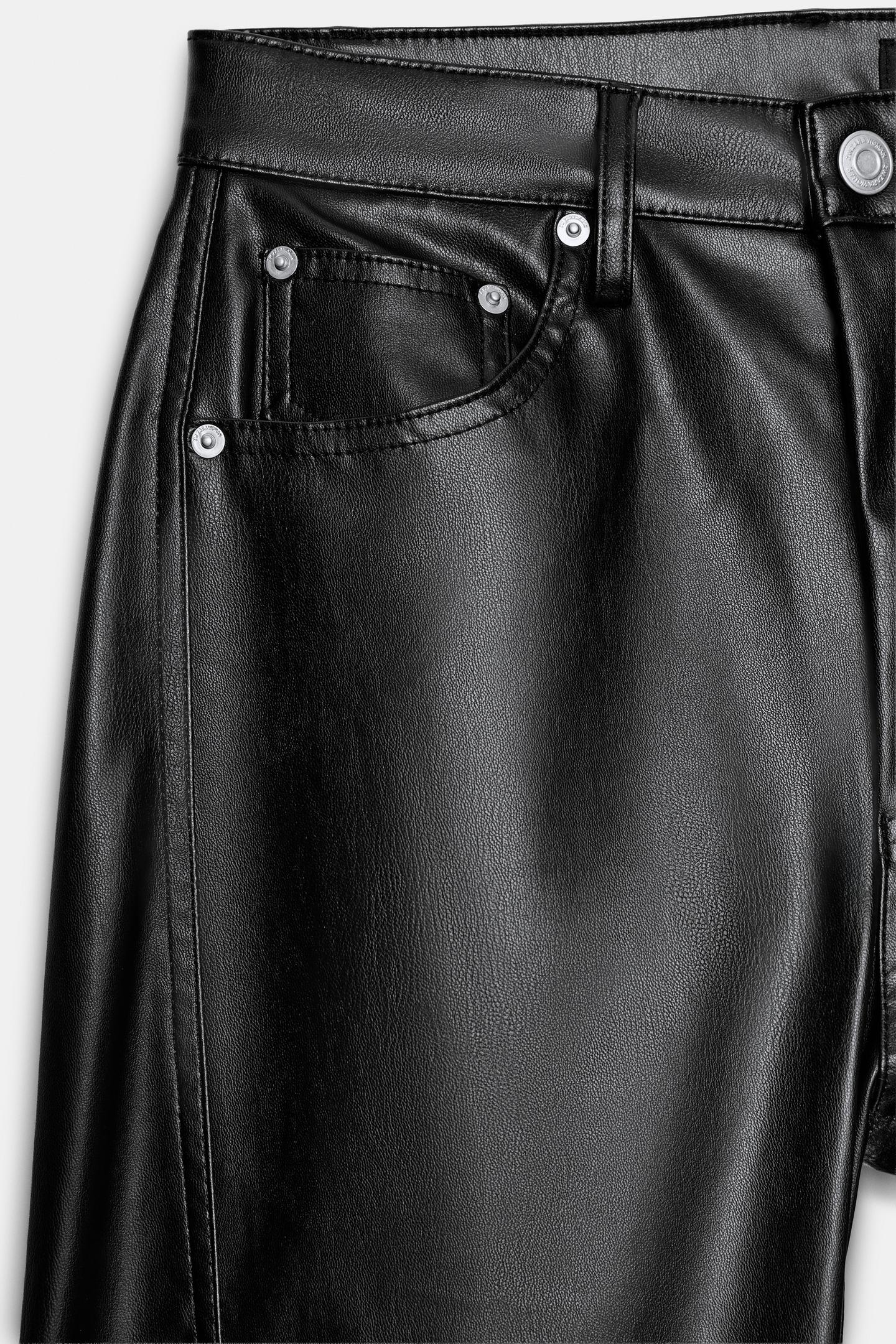 Женские брюки Zara ZW Collection Faux Leather Relaxed Ankle, цвет: Чёрный — фото 9
