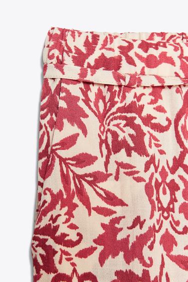 PRINTED RUSTIC WIDE-LEG TROUSERS - Multicoloured by Zara - Image 7