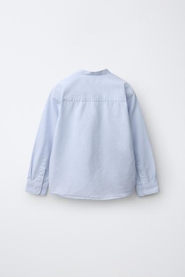 100% COTTON STAND COLLAR SHIRT — Sky blue 2