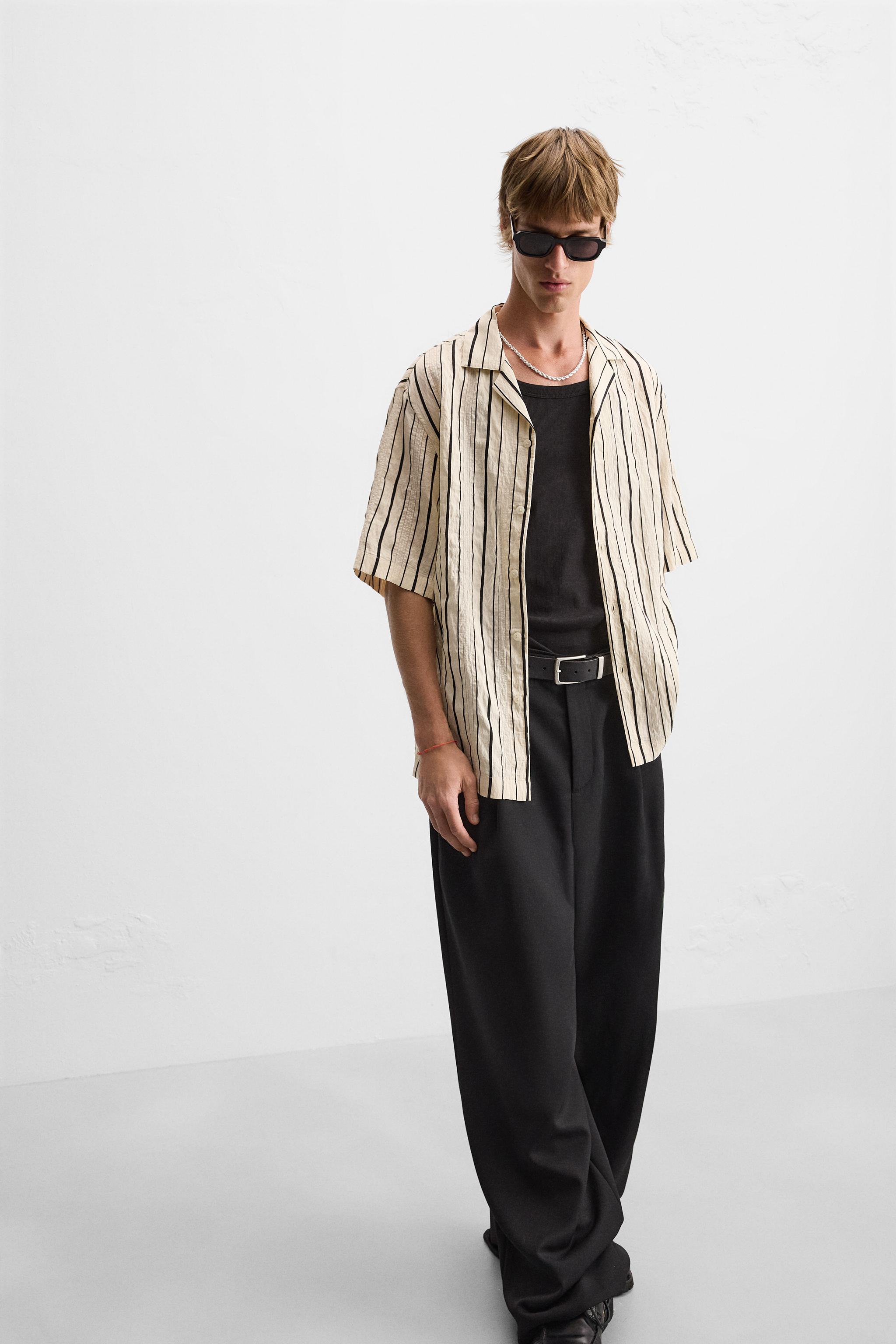 STRIPED TEXTURED SHIRT - Ecru | ZARA Australia