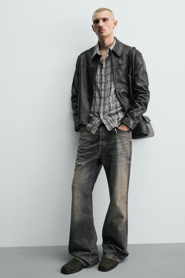 BLOUSON COURT EN CUIR - Noir de Zara - Image 5