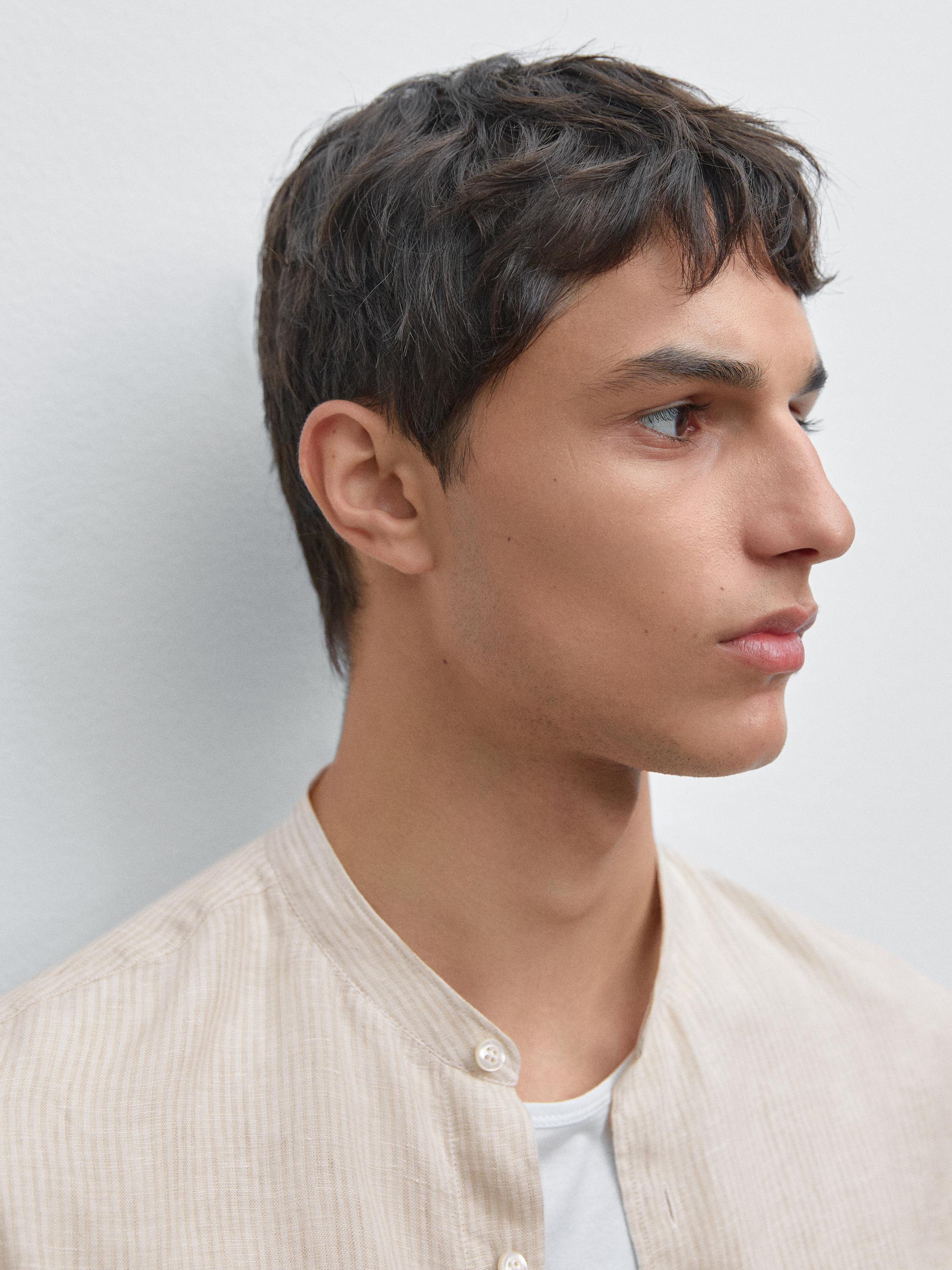 Regular-fit shirt with stand collar