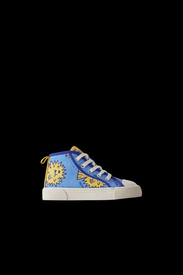 Zara PRINTED HIGH-TOP SNEAKERS - Blue - Image 0