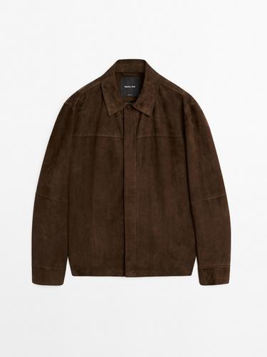 Zara Lightweight suede leather overshirt - Chocolate