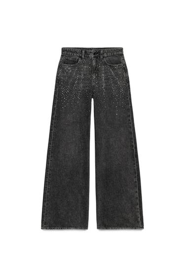JEANS Z1975 LOOSE WIDE LEG TIRO MEDIO BRILLOS - Gris de Zara