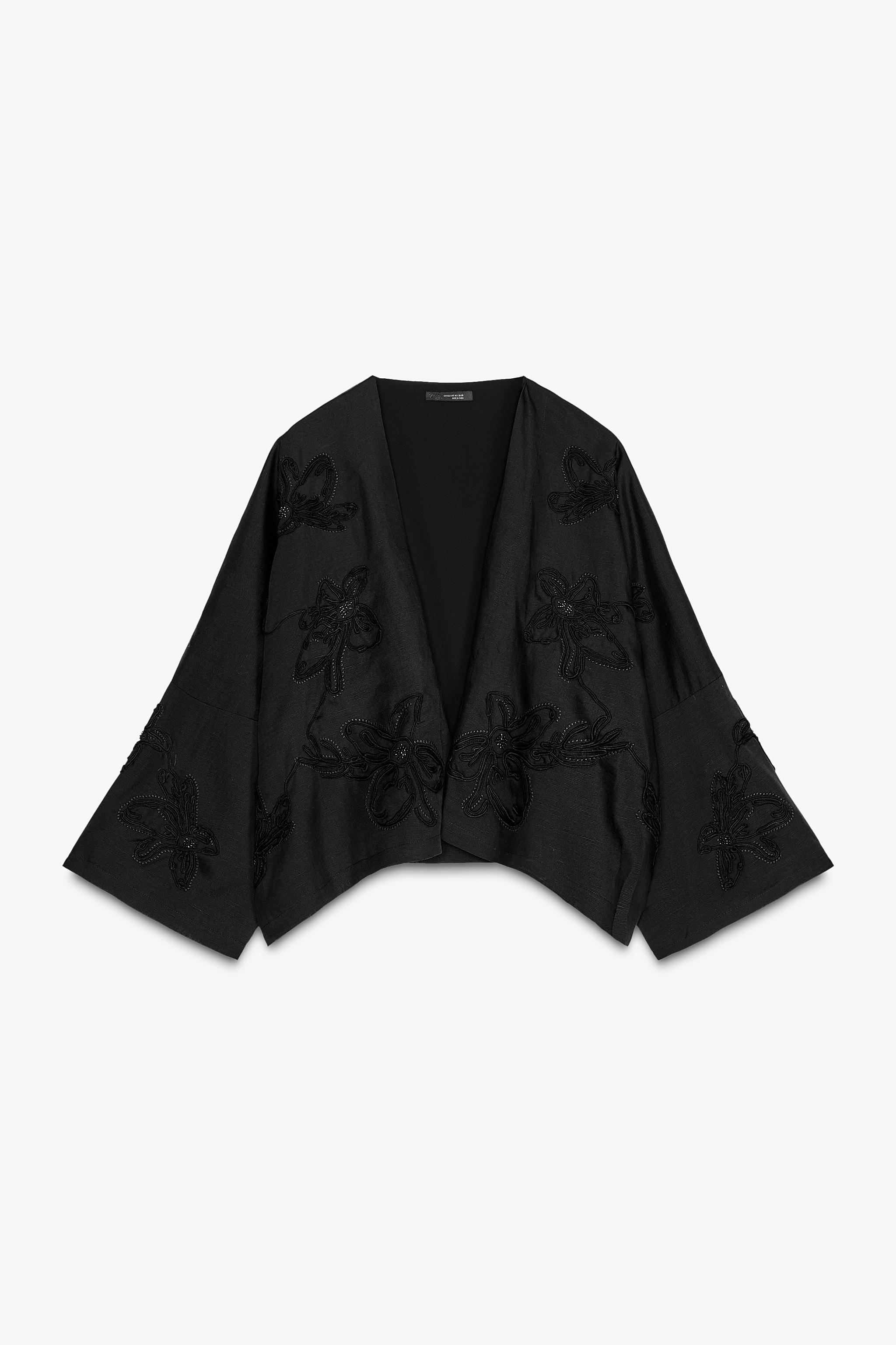 【ZARA】シルク 刺繍 ビーズ付きキモノ サンド | 2855/003/711 ZARA】シルク 刺繍 ビーズ付きキモノ サンド | 2855/003/711