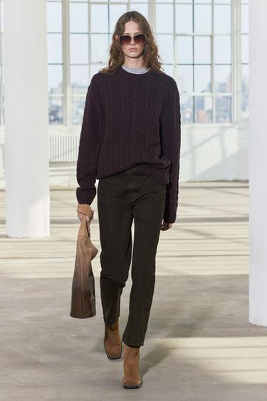 Zaras JEANS ZW COLLECTION RELAXED SLIM MED MEDELHÖG MIDJA - Brun