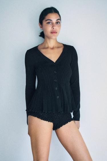 CHAQUETA PUNTO CON VISCOSA - Negro de Zara - Imagen 0