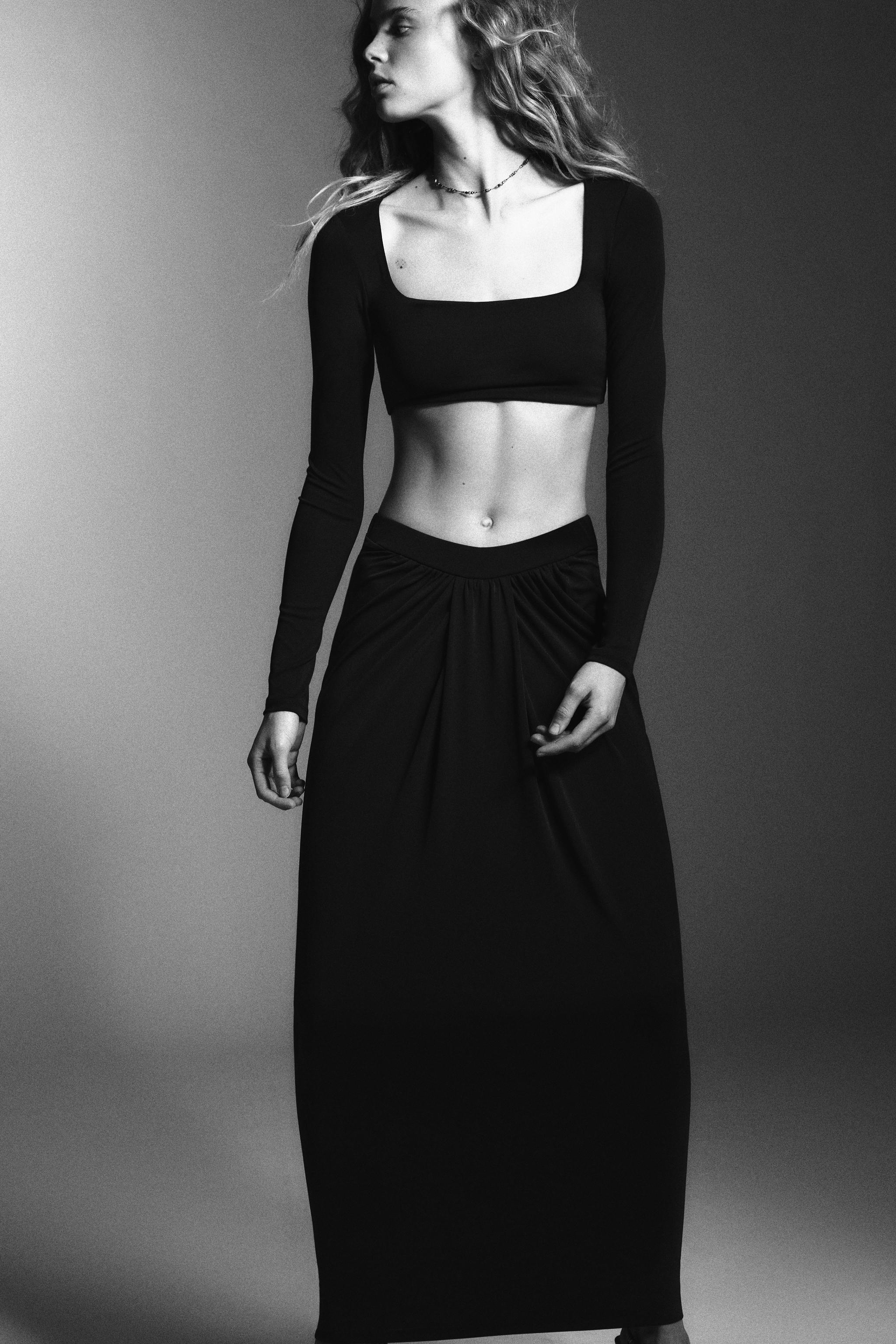 JUPE LONGUE PLIS CRÊPE