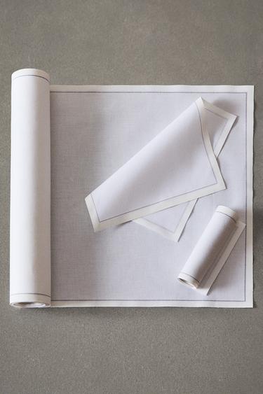 REUSABLE NAPKINS (PACK OF 20) - White / Grey by Zara - Image 5