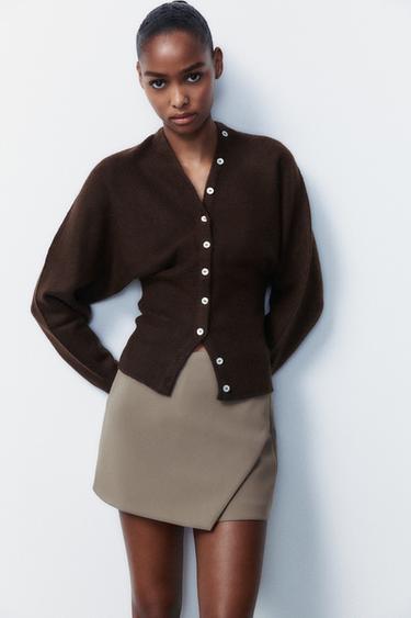 JUPE-CULOTTE ASYMÉTRIQUE - Gris taupe de Zara