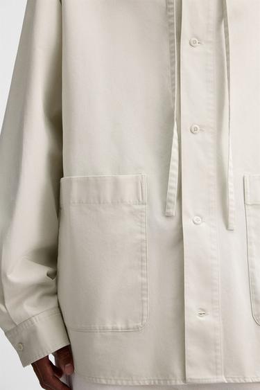 OVERSIZE FIT HOODED OVERSHIRT - White / Grey by Zara - Image 6