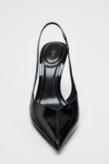 CHAUSSURES OUVERTES À L'ARRIÈRE EFFET VERNI - Noir de Zara - Image 3