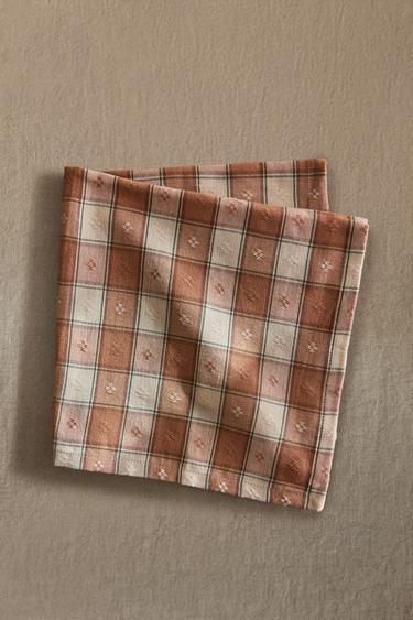Zara CHECK DYED THREAD NAPKINS (SET OF 2) - Light pink