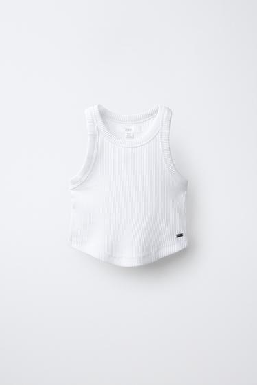 CAMISETA RIB LISA - Blanco de Zara - Imagen 0