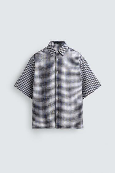 TEXTURED CHECK SHIRT - Blue/White by Zara