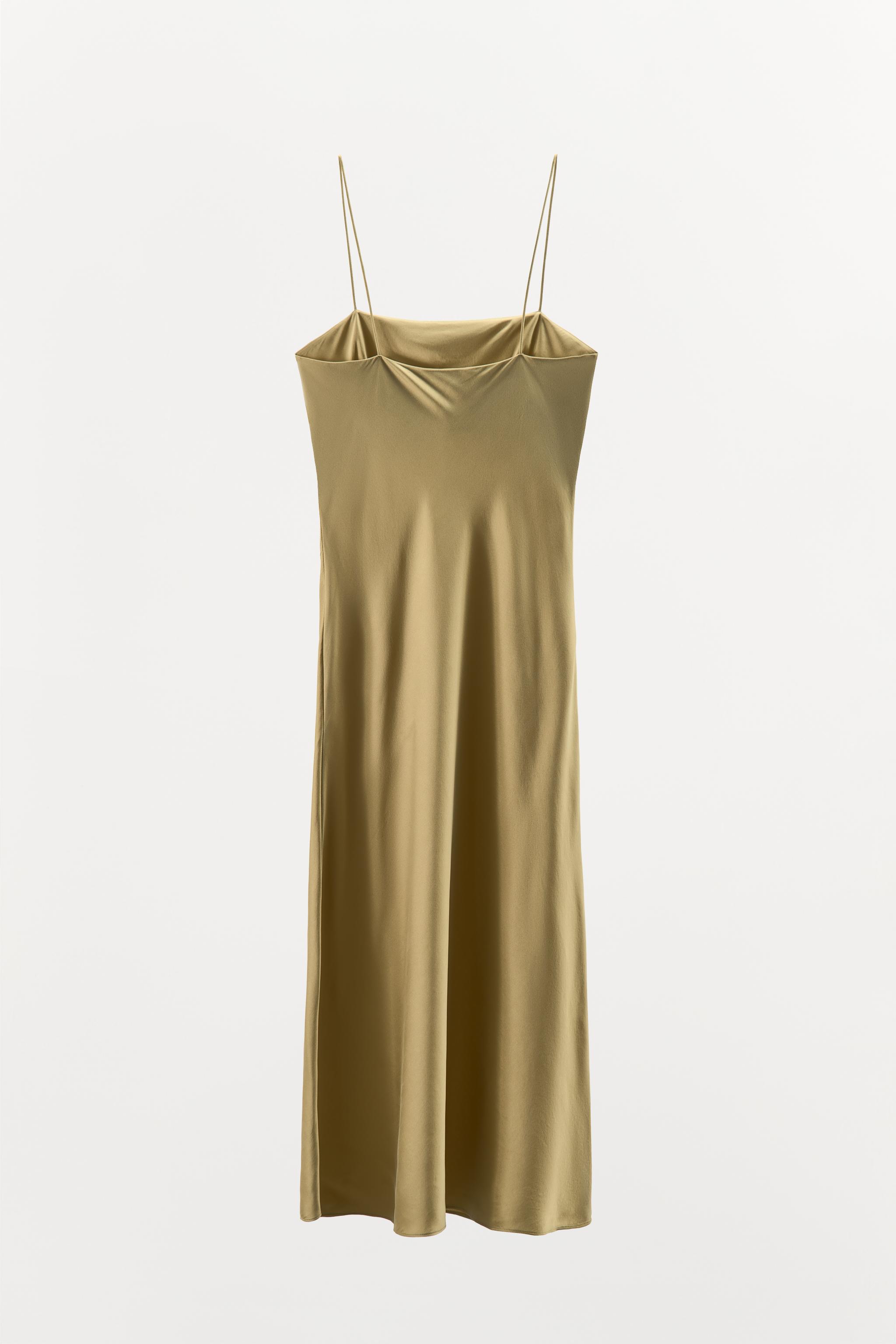 シルクストラップドレス - ライトグリーン | ZARA Japan / 日本