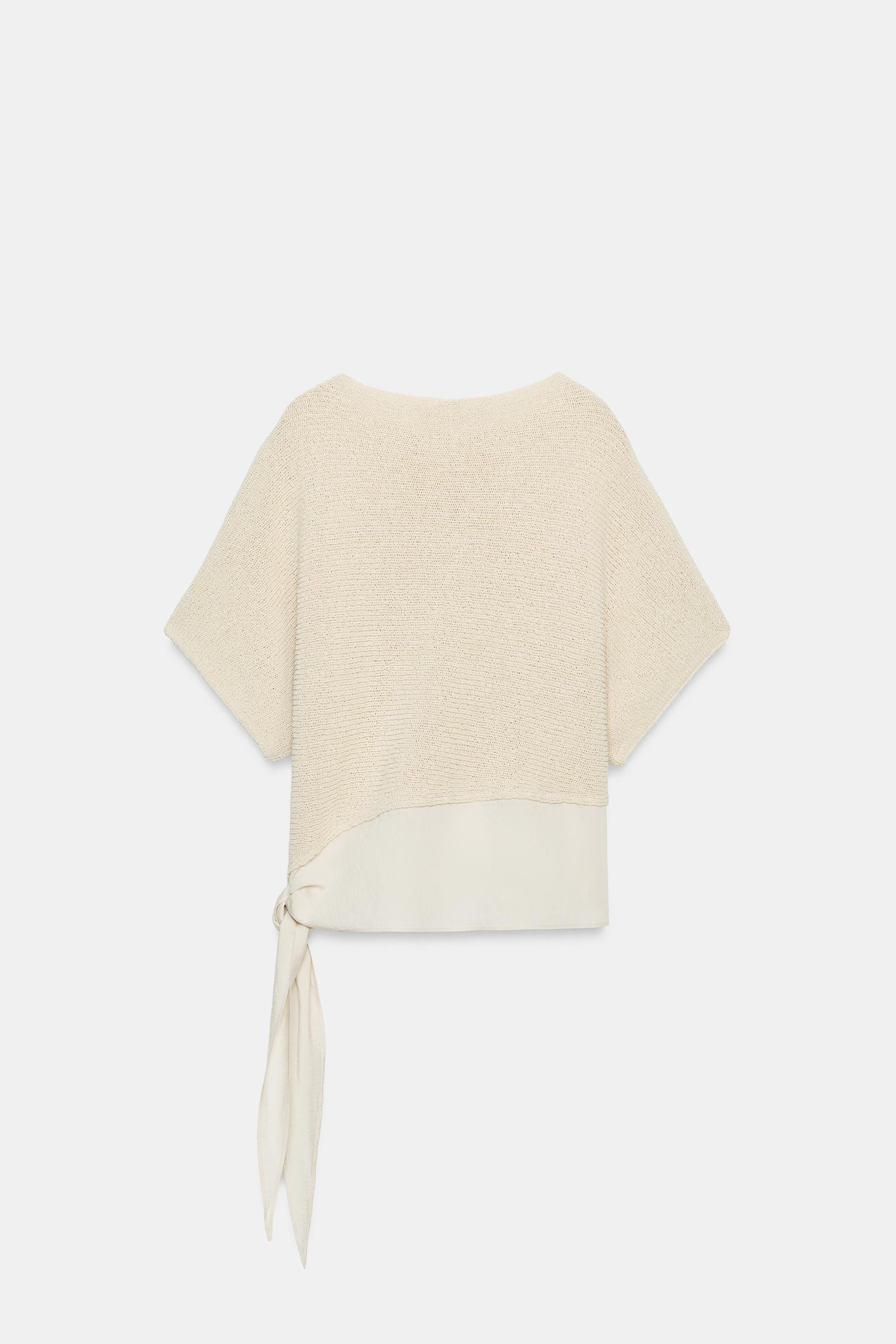 Женские свитеры Zara COMBINED KNIT TIE TOP — фото 7