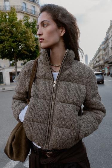 ANORAK BOMBER MATELASSÉ À MAILLE CÔTELÉE AVEC ISOLATION THERMIQUE - Gris de Zara - Image 1