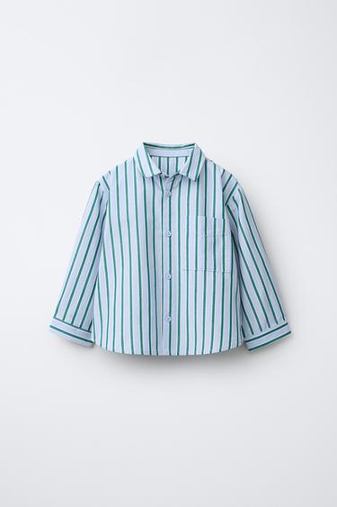 CHEMISE À RAYURES - Bleu / Vert de Zara - Image 0