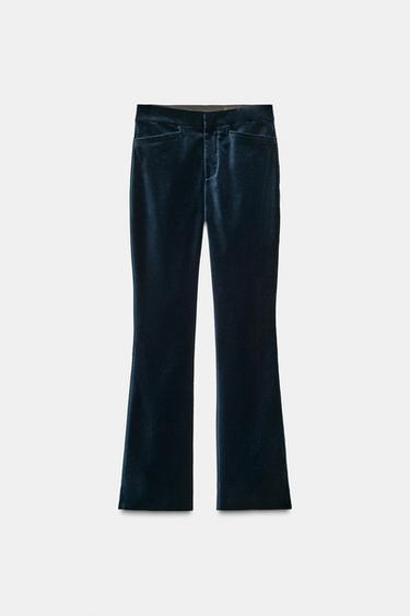 PANTALON ÉVASÉ VELOURS ZW COLLECTION - Bleu de Zara