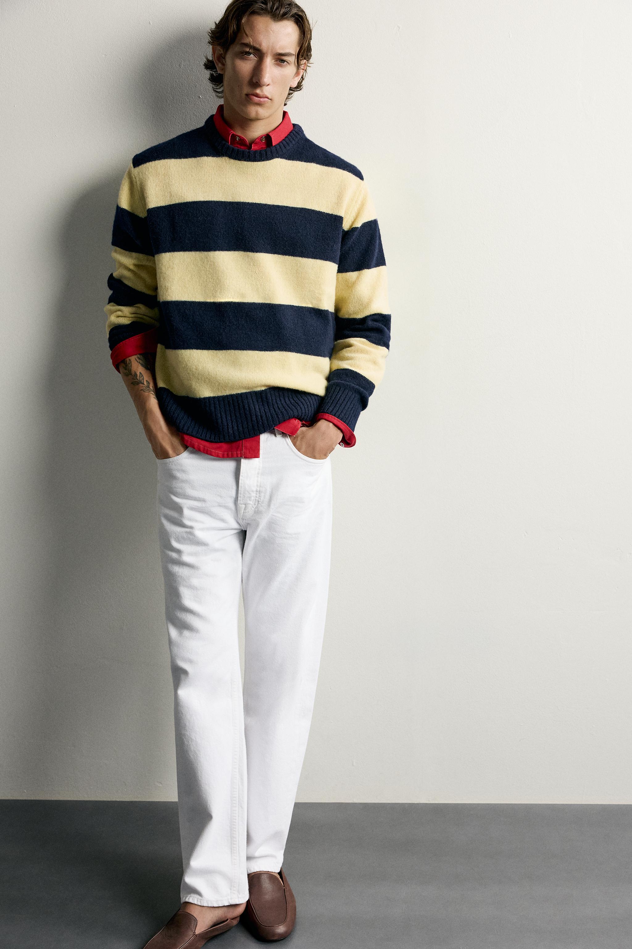 100% WOOL STRIPED SWEATER