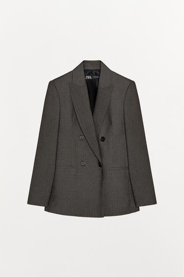 BLAZER CRUZADA HOMBRERAS - Gris topo de Zara