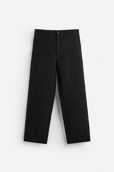 COTTON/LINEN SUIT TROUSERS - Black by Zara