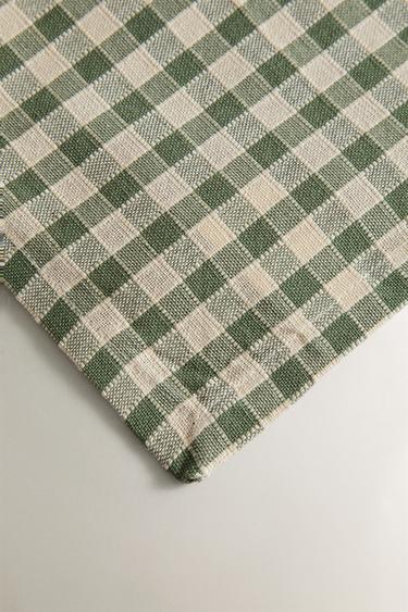 LOT SERVIETTES DE TABLE CARREAUX ET SURPIQÛRES (LOT DE 2) - Vert de Zara - Image 2