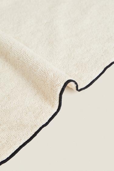 OVERLOCK COTTON BATH TOWEL - Sand / Black by Zara - Image 3