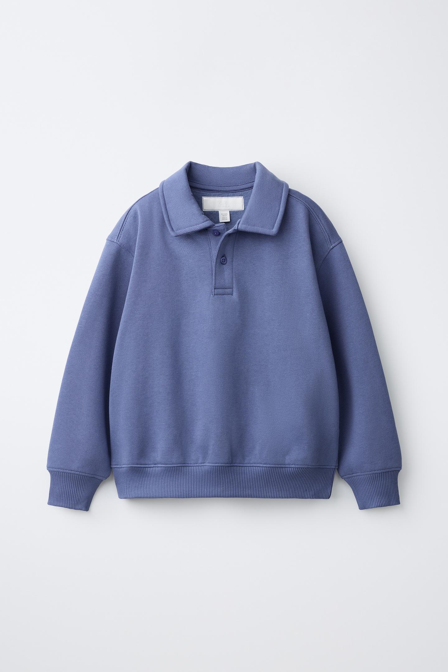 Детская толстовка Zara Polo Collar, цвет: Синий — фото 1
