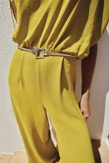 COMBINAISON MANCHE ASYMÉTRIQUE CEINTURE - Vert olive de Zara - Image 4