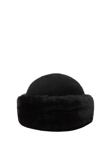 FAUX FUR WOOL BLEND HAT
